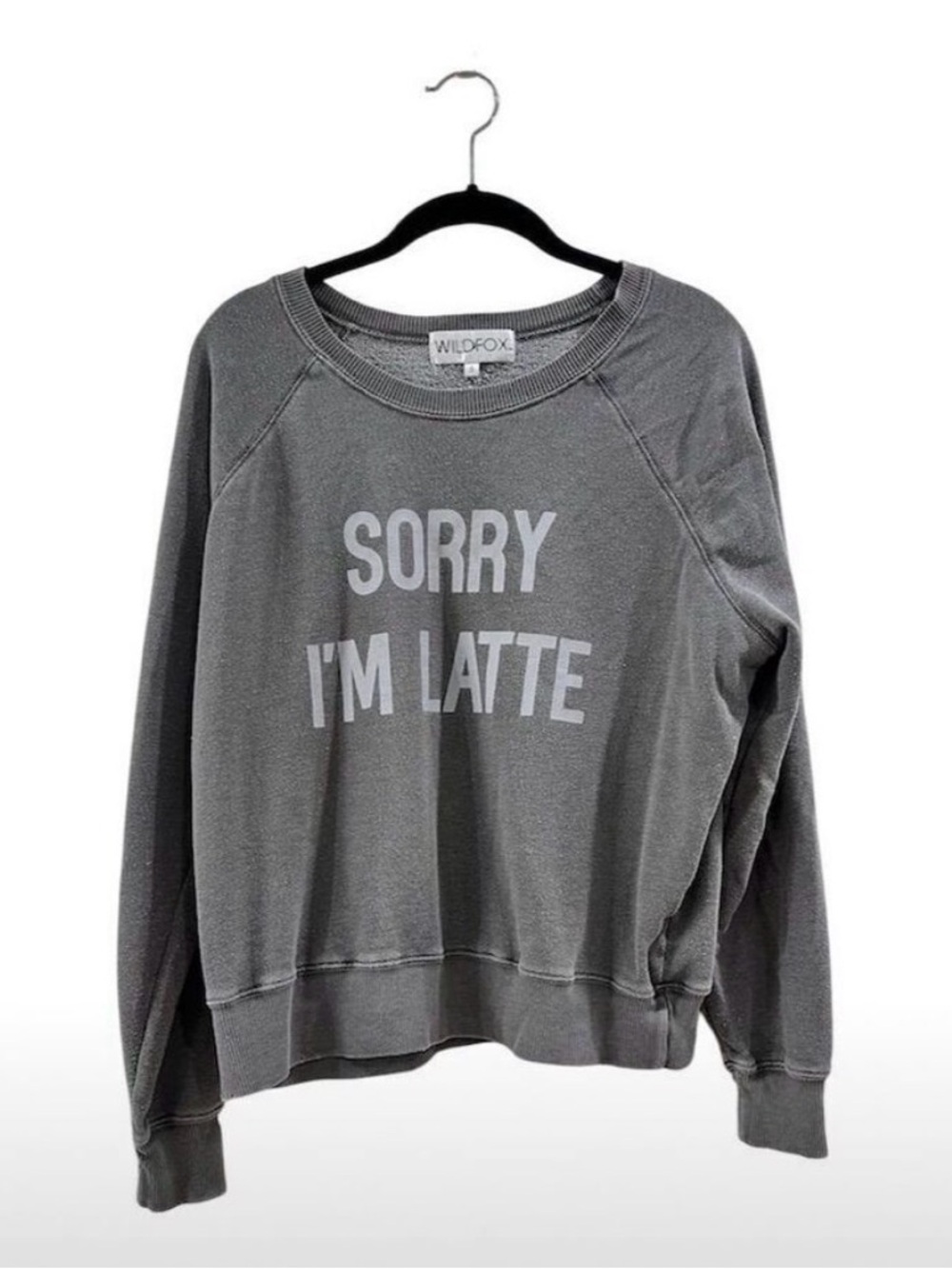 Wildfox “Sorry I’m Latte” Graphic Sweatshirt | Gray | Size S